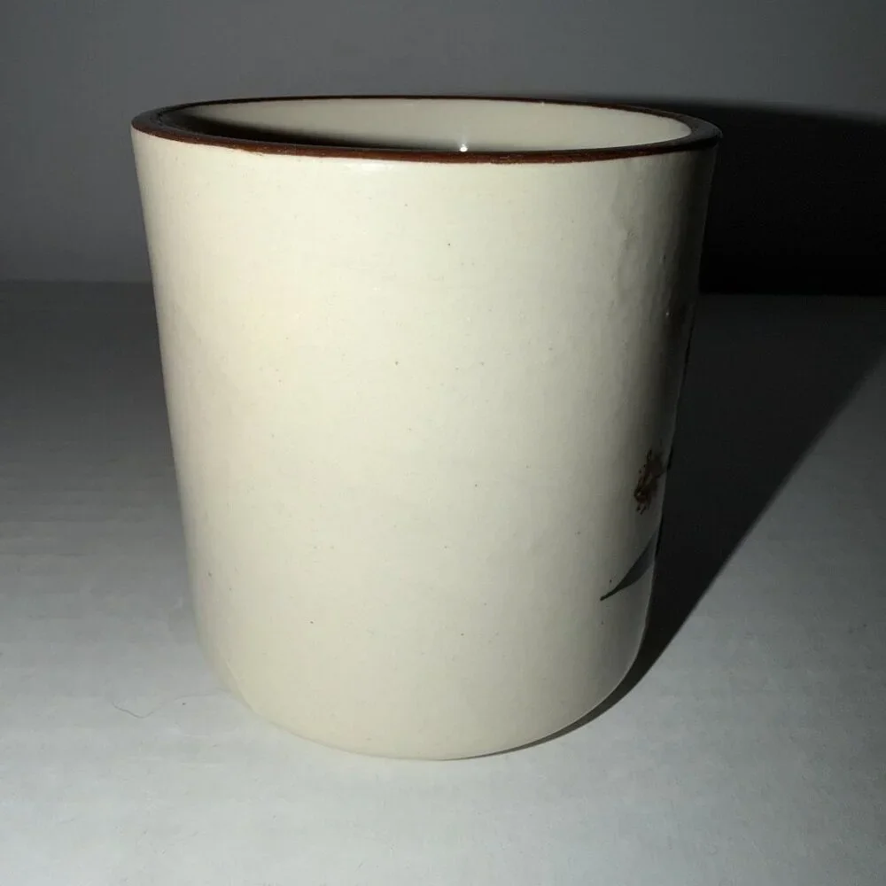 Wildflower‎ Coffee Mug Speckled Stoneware Retro Yellow Floral Vintage